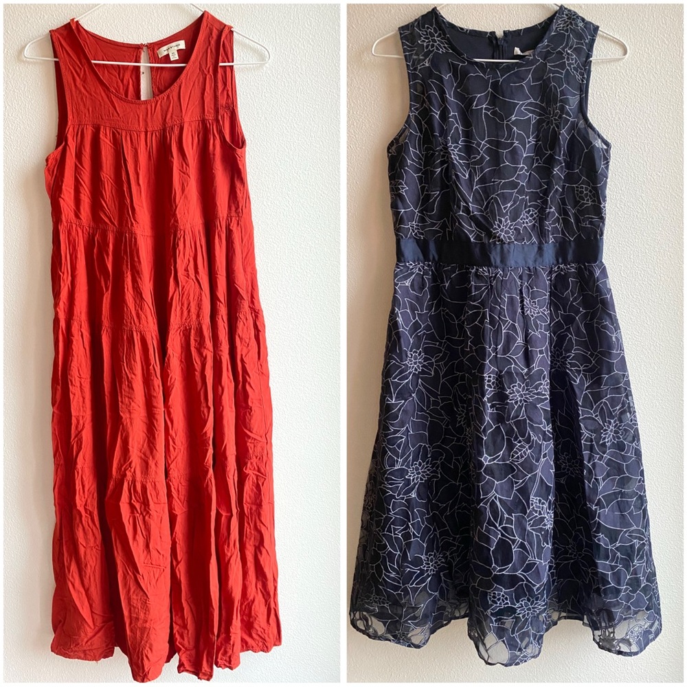 Lot of Two Dresses Size XS 4 Heidi Weisel, Max Studio Orange, Navy Blue